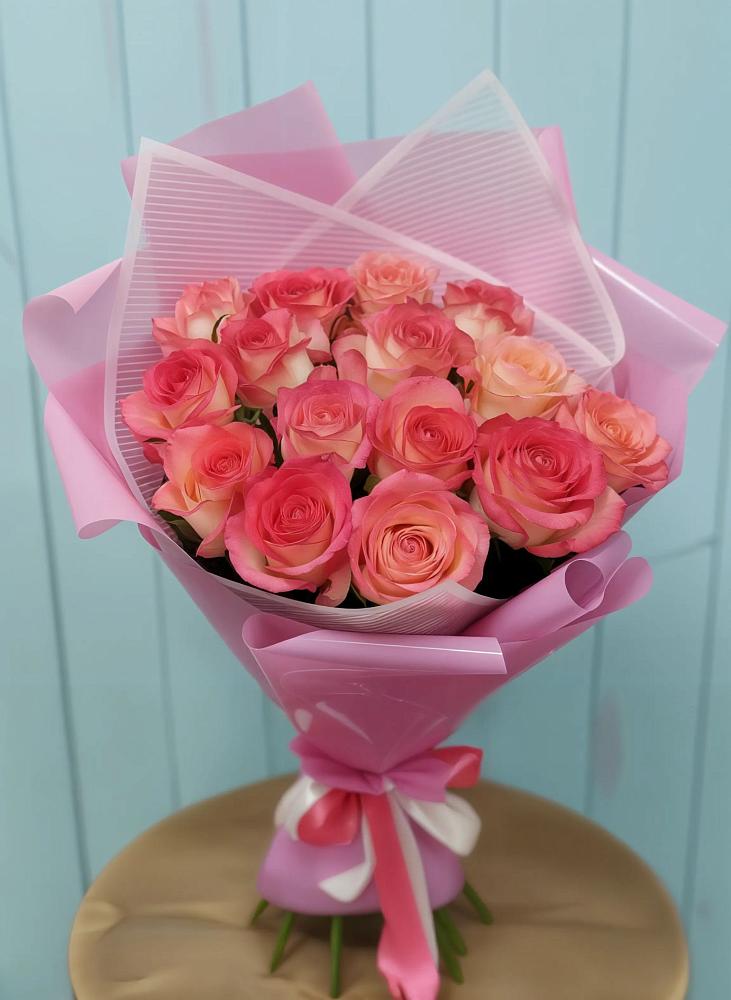 Букет 15 Розовых роз Равель в Раздольном Приморского края