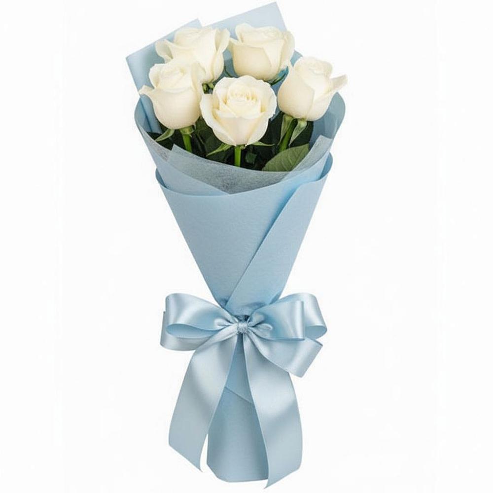 Букет 5 Белых роз Проуд в Раздольном Приморского края