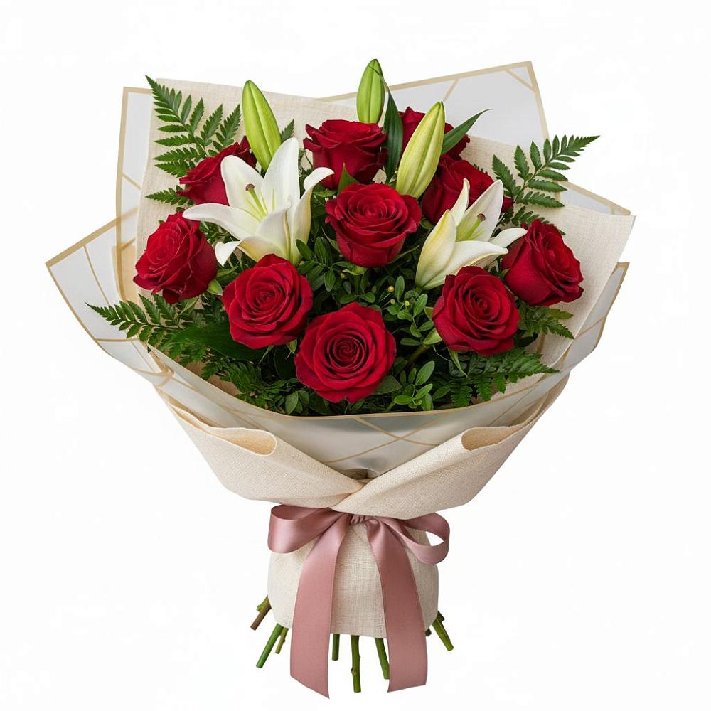 Букет цветов из: Лилии и Розы в Раздольном Приморского края