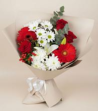 Букет цветов из:  Розы, Хризантемы, Герберы и Лилии в Раздольном Приморского края