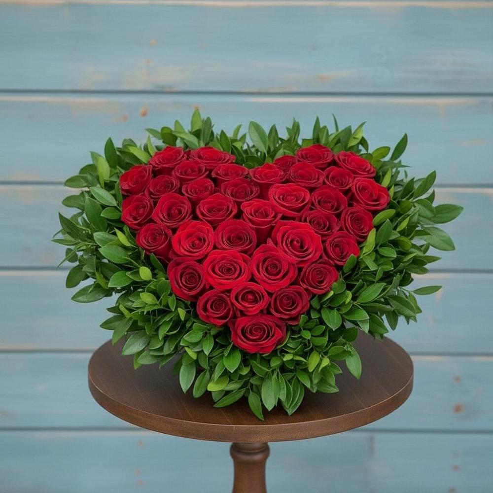 Цветочная композиция из Розы в виде сердца в Раздольном Приморского края