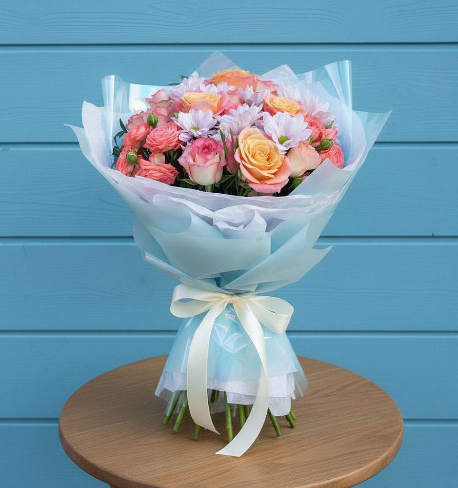 Букет цветов из: Хризантемы и Розы в Раздольном Приморского края