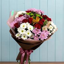 Букет цветов из:  Розы, Хризантемы и Альстромерии в Раздольном Приморского края