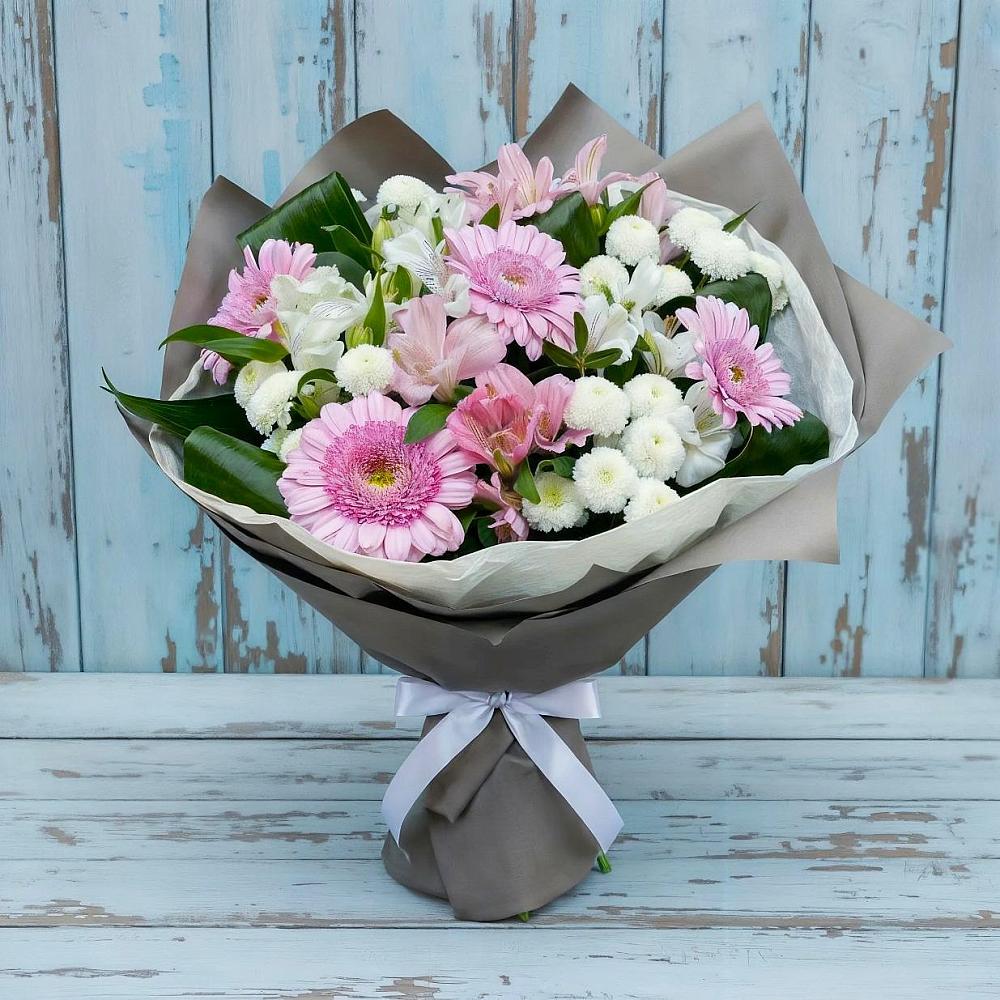 Букет цветов из: Герберы, Альстромерии и Хризантемы в Раздольном Приморского края
