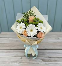 Букет цветов из:  Герберы, Розы и Хризантемы в Раздольном Приморского края